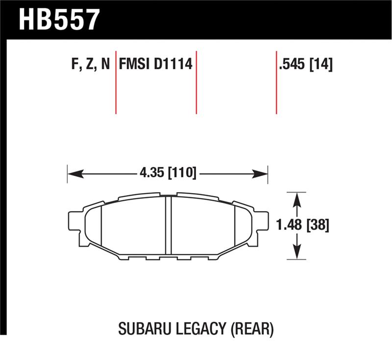 Subaru BRZ Brake Pads - Rear - Hawk Performance - HPS 5.0 - `13-`14